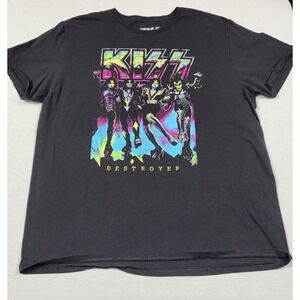 KISS Destroyer Album Cover Graphic Print T-shirt Black Men's Size XL